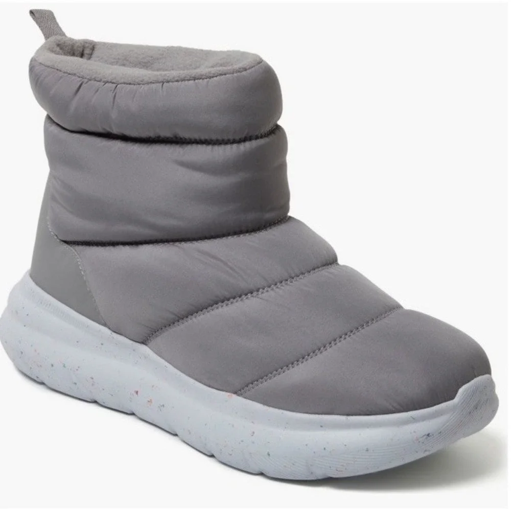 New Dearfoams Men's Texoma Gray Nylon Puffer Bootie Regnr8 Fleece Lined Size‎ 11